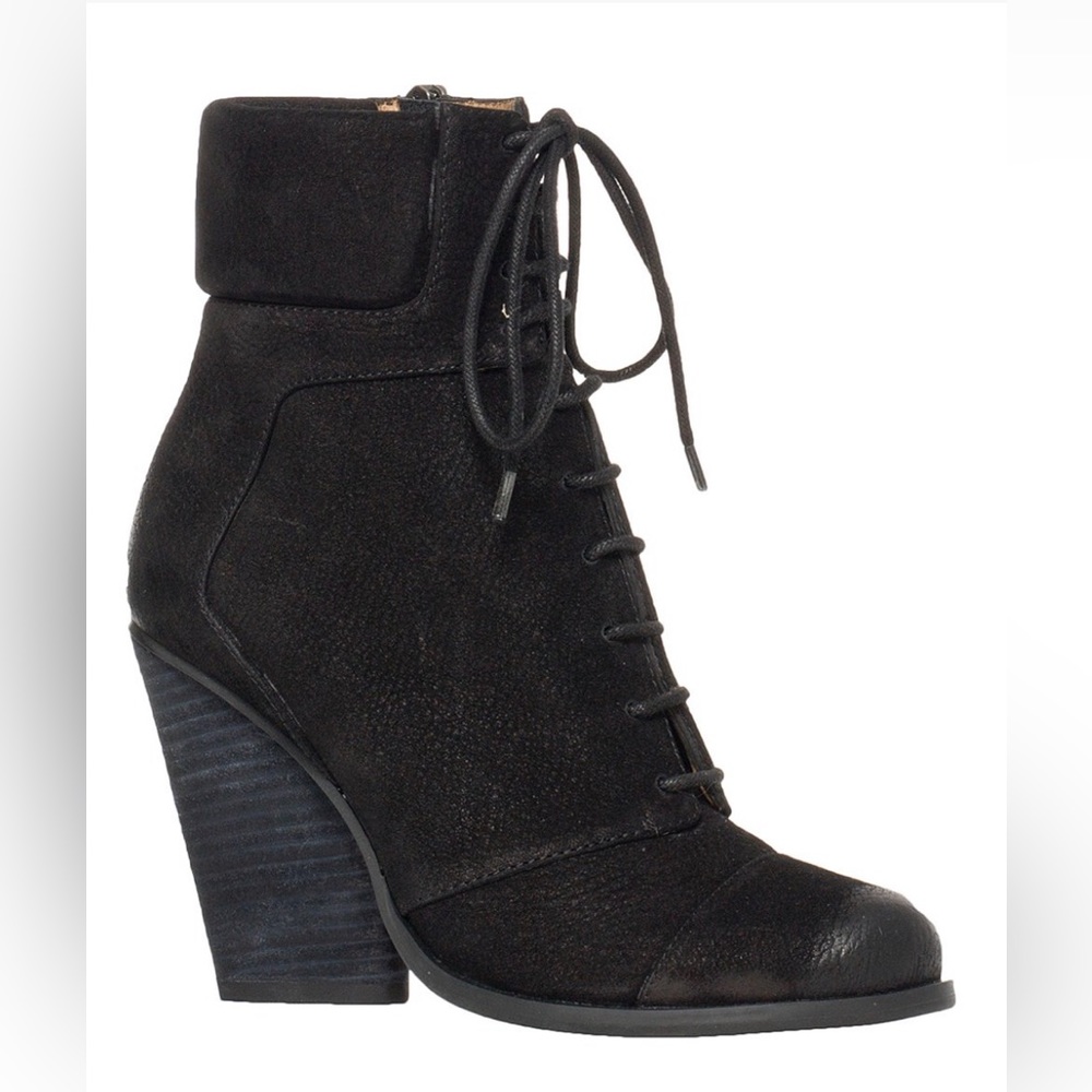 Leon Max Black Remix Leather Bootie Boot Size 7